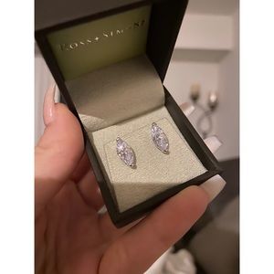 Genuine 925 Silver 3ct Marquise CZ stud earrings